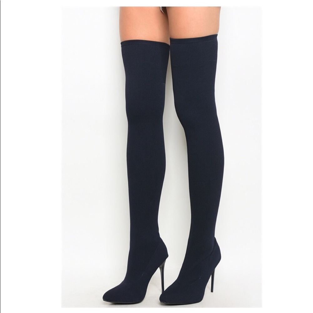 🔥🔥🔥🔥Navy Thigh High Boots - Picture 1 of 3